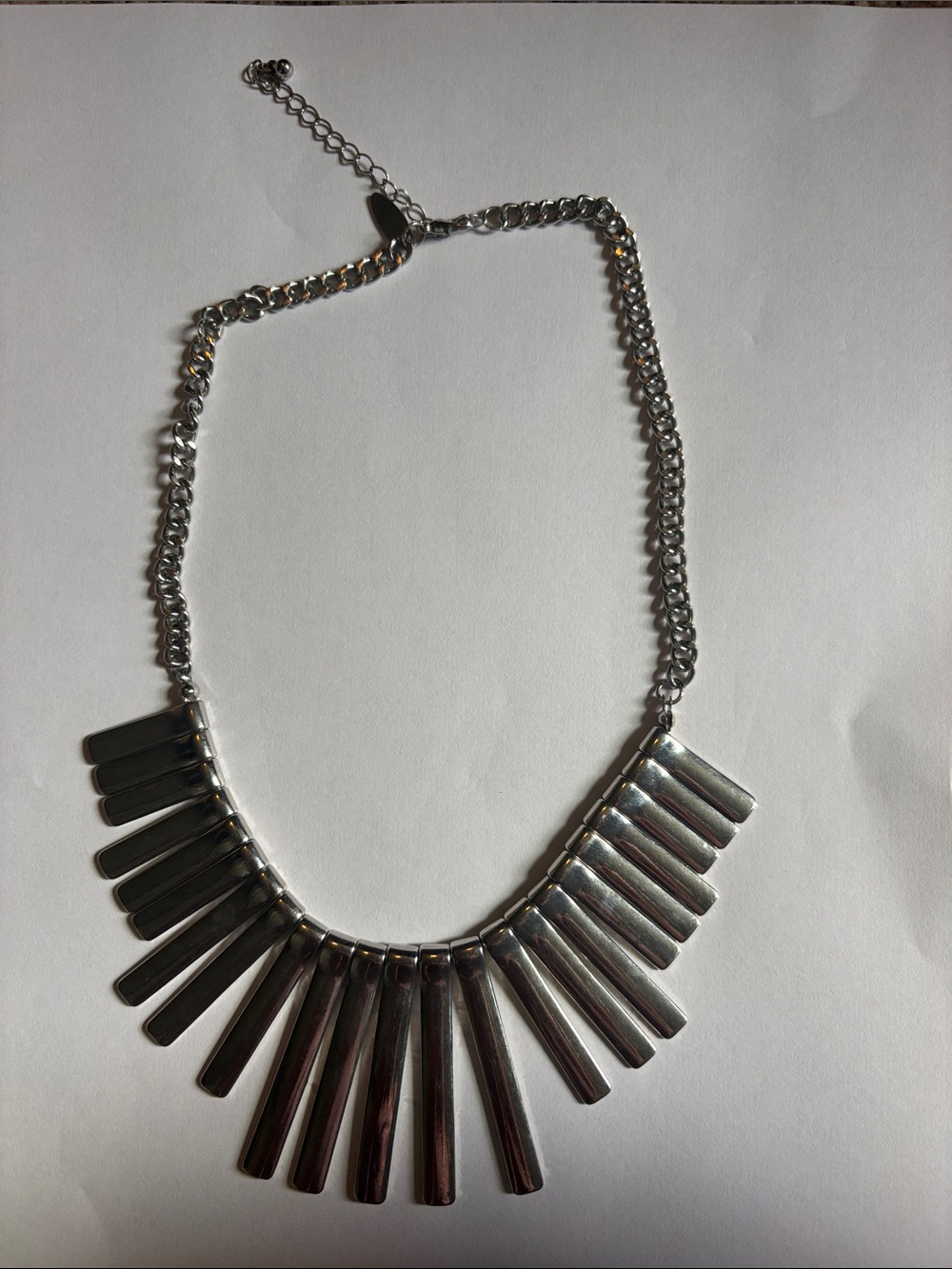 NY Silver Bar Fringe Statement Necklace - Women Jewelry